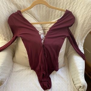 T by Alexander Wang burgundy bodysuit